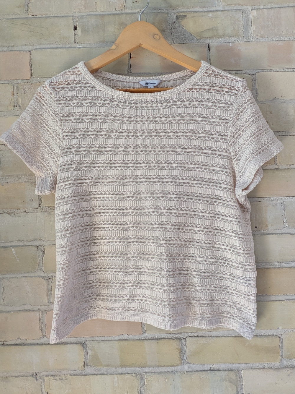 Reitmans Cream Short-Sleeve Textured Crop Top